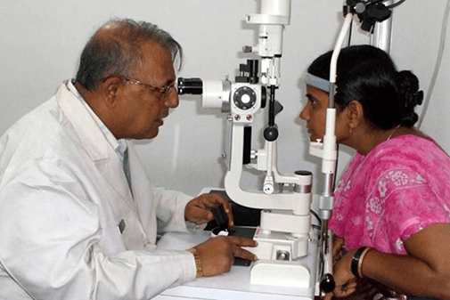 Patient receiving eye care